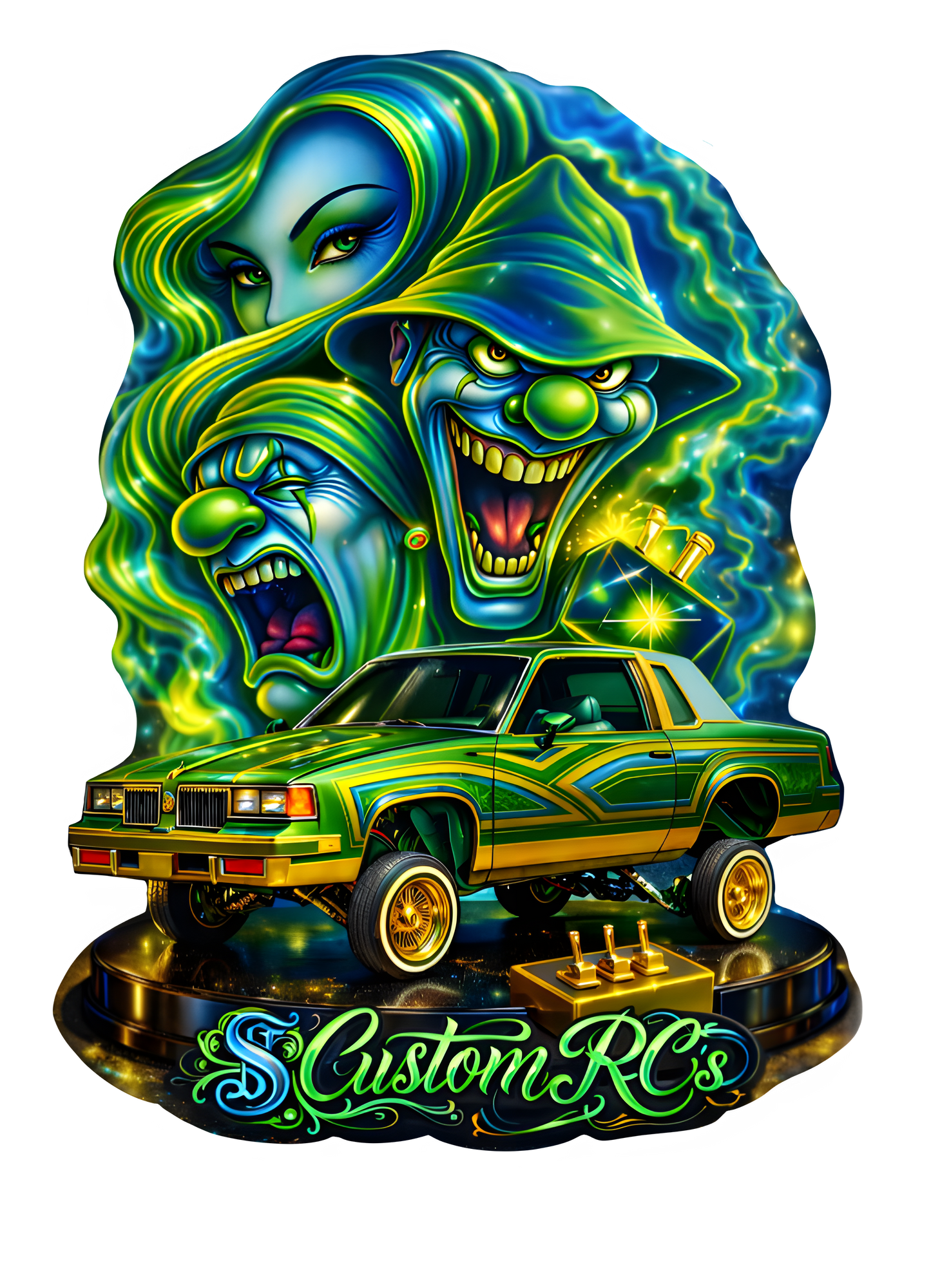 "Emerald Illusion" Surreal Lowrider Graphic Tee