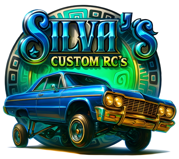 Logo for Silva's Custom RC's with a blue vintage car design.